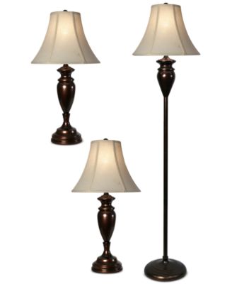 StyleCraft Home Collection - Set of 3 Dunbrook Finish Lamps: 1 Floor Lamp & 2 Table Lamps