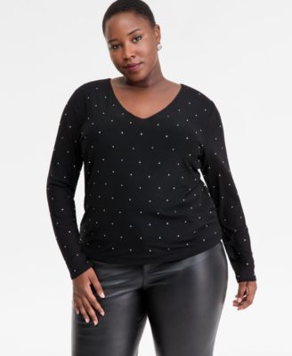 I.N.C. International Concepts - Plus Size Embellished V-Neck Top