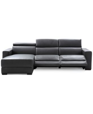 Furniture - Nevio 115" 3-pc Leather Sectional Sofa with Chaise, 2 Power Recliners and Articulating Headrests, Created for Macy's