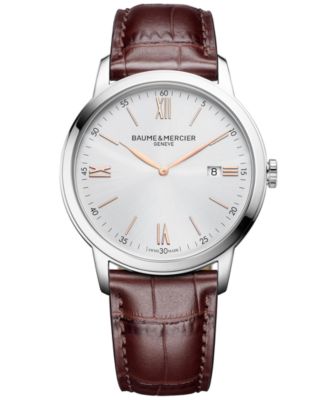 Baume & Mercier - Men's Swiss Classima Red-Brown Leather Strap Watch 42mm