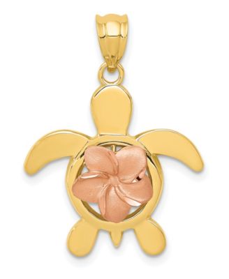 Macy's - Plumeria Turtle Pendant in 14k Yellow and Rose Gold