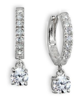 Giani Bernini - Cubic Zirconia Dangle Drop Huggie Hoop Earring in Sterling Silver or 18k Gold over Silver
