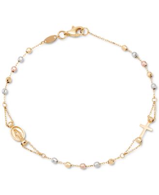 Macy's - Tricolor Rosary Bracelet in 10K Gold, White Gold, & Rose Gold