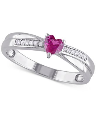 Macy's - Lab-Grown Ruby (1/3 ct. t.w.) & Diamond (1/20 ct. t.w.) Ring in Sterling Silver