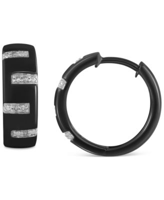 Macy's - Men's Diamond Zigzag Small Hoop Earrings (1/20 ct. t.w.), 0.625" (Also in Black Diamond)