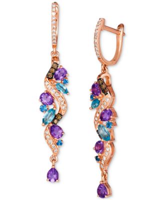Le Vian - Multi-Gemstone (1-5/8 ct. t.w.) & Diamond (3/8 ct. t.w.) Drop Earrings in 14k Rose Gold