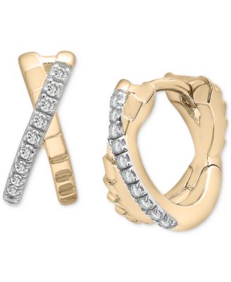 Audrey by Aurate - Diamond Crossover Small Hoop Earrings (1/10 ct. t.w.) in Gold Vermeil