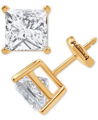 Badgley Mischka - Certified Lab Grown Diamond Princess-Cut Stud Earrings (6 ct. t.w.) in 14k Gold