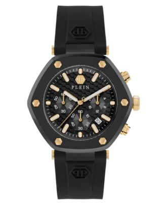 Philipp Plein - Men's The Hexagon Chronograph Black Silicone Strap Watch 42mm