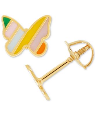 Macy's - Children's Striped Enamel Butterfly Stud Earrings in 14k Gold
