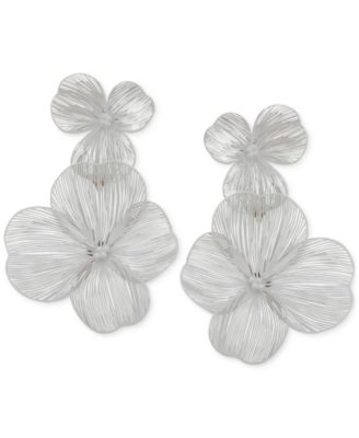lonna & lilly - Gold-Tone Openwork Flower Double Drop Earrings