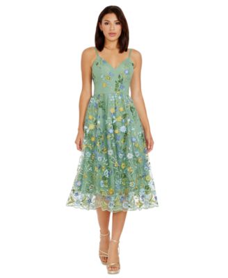 Dress the Population - Women's Maren Embroidered Fit & Flare Midi Dress