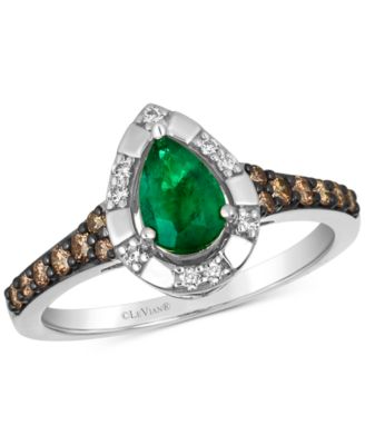 Le Vian - Costa Smeralda Emeralds (1/2 ct. t.w.) & Diamond (1/4 ct. t.w.) Halo Ring in 14k White Gold