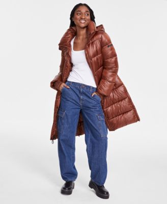 BCBGMAXAZRIA - Petite Hooded Collared Puffer Coat