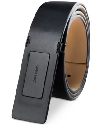 Calvin Klein - Men's Ultra-Modern Inlaid Plaque-Buckle Logo Belt