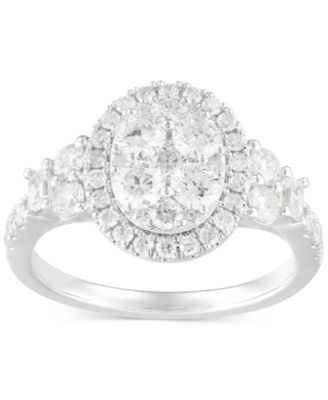 Macy's - Diamond Halo Oval Cluster Engagement Ring (1-1/2 ct. t.w.) in 14k White Gold