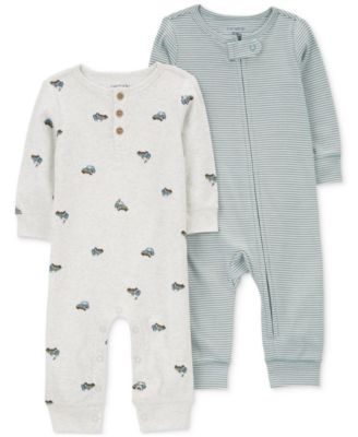 Carter's - Baby Boys Car-Print Coverall & Striped Sleep & Play Coverall, Pack of 2