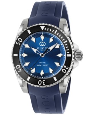 Gucci - Men's Swiss Automatic Dive Blue Rubber Strap Watch 40mm