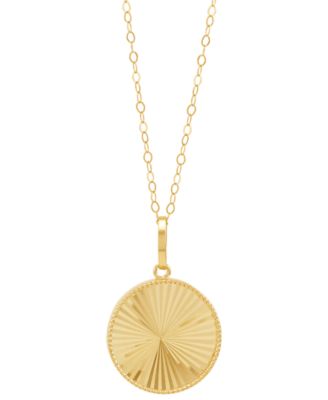 Macy's - Polished Sunray Round Disc 18" Pendant Necklace in 14k Gold