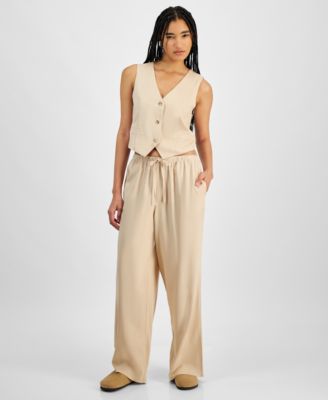 Hippie Rose - Juniors' Striped Wide-Leg Drawstring Pants