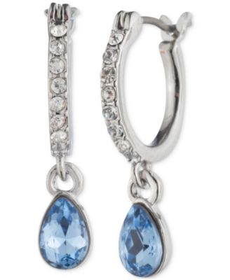 Givenchy - Silver-Tone Stone & Pav&eacute; Dangle Small Huggie Hoop Earrings