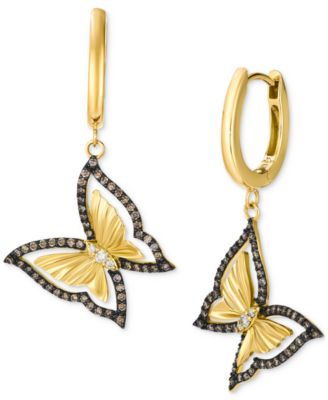 Le Vian - Chocolate Diamond & Nude Diamond Butterfly Drop Earrings (1/2 ct. t.w.) in 14k Gold