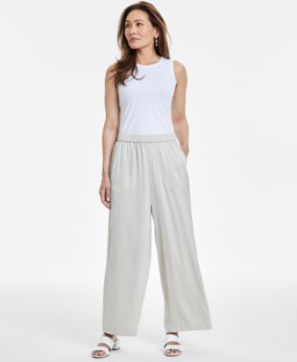 JM Collection - Women's Pull-On Wide-Leg Satin Pants