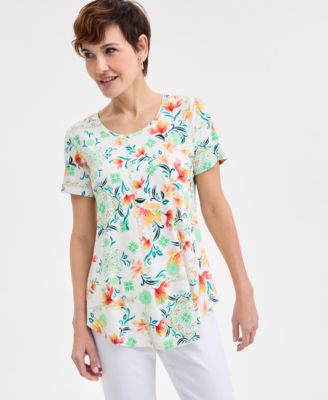 JM Collection - Petite Shadow Silhouette Short-Sleeve Tee