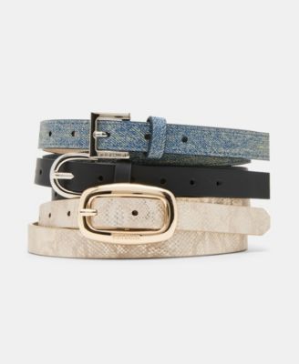 Steve Madden - Women's 3-Pc. Faux-Leather Belt Set