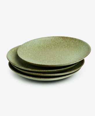 Oake - Olive Stoneware Dinner Plates, Set Of 4