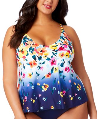 Anne Cole - Plus Size Floral-Print Tankini Top