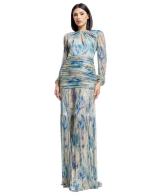 Dress the Population - Women's Lucille Printed Ruched Gown