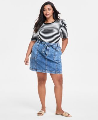 On 34th - Trendy Plus Size Denim Utility Mini Skirt