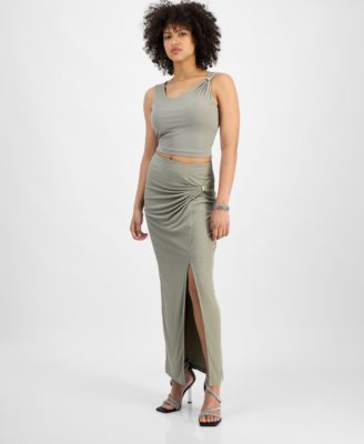 GUESS - Women's Aimee Embellished Side-Drape Maxi Skirt