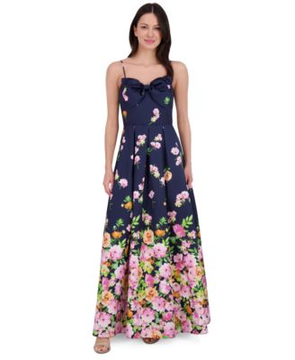 Eliza J - Women's Printed Bow Sleeveless Ball Gown