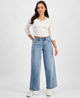 DKNY Jeans - Petite Houston High-Rise Wide-Leg Jeans