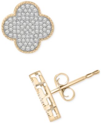 Macy's - Men's Diamond Clover Stud Earrings (1/2 ct. t.w.) in 10k Yellow Gold