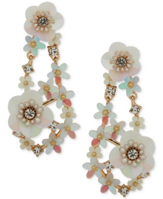 lonna & lilly - Gold-Tone Mixed Stone Flower Chandelier Earrings
