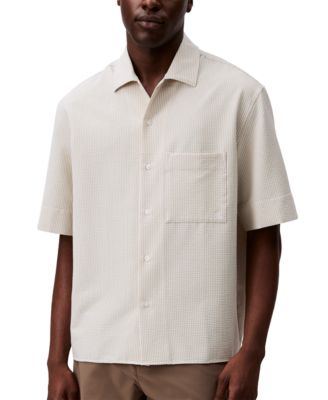 Calvin Klein - Men's Relaxed Fit Short Sleeve Seersucker Striped Button-Front Shirt
