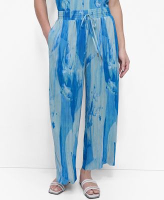 DKNY - Women's Printed Pull-On Plisse Pants
