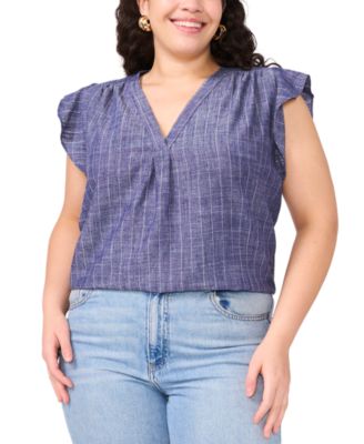 Vince Camuto - Plus Size V-Neck Ruffle Sleeve Blouse