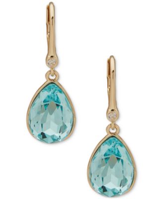 DKNY - Gold-Tone Tear-Shape Color Crystal Drop Earrings