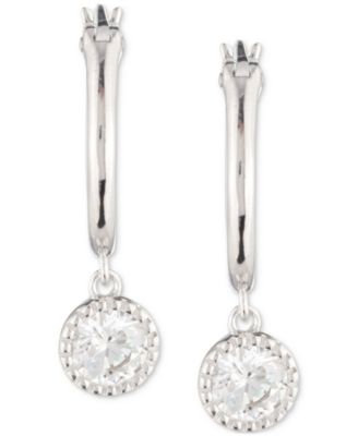 Lauren Ralph Lauren - Sterling Silver Cubic Zirconia Charm Huggie Hoop Earrings