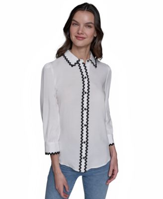 KARL LAGERFELD PARIS - Women's Contrast-Trim Shirt