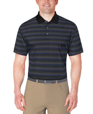 PGA TOUR - Men's Short Sleeve Jacquard Striped Golf Polo Shirt
