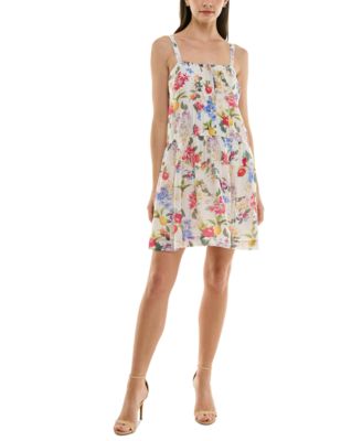 Taylor - Petite Printed Pintuck-Bodice Sleeveless Shift Dress