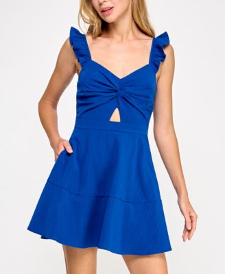 Trixxi - Juniors' Flutter-Sleeve Mini Dress