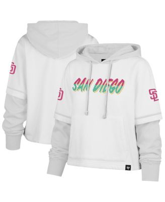 '47 Brand - Women's White San Diego Padres City Connect Shortstop Cropped Pullover Hoodie