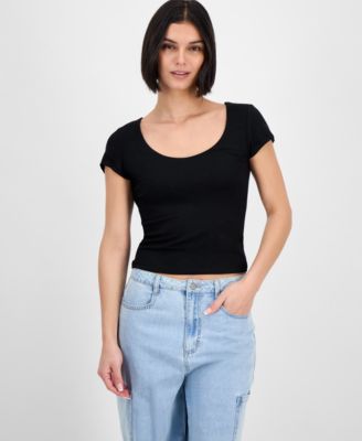 Derek Heart - Juniors' Scoop-Neck Layered T-Shirt, Pack of 2