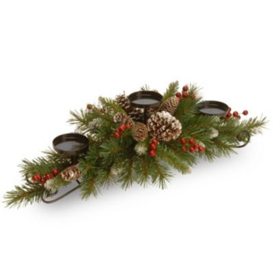 National Tree Company - 30" Frosted Berry Centerpiece with 3 Candle Holders